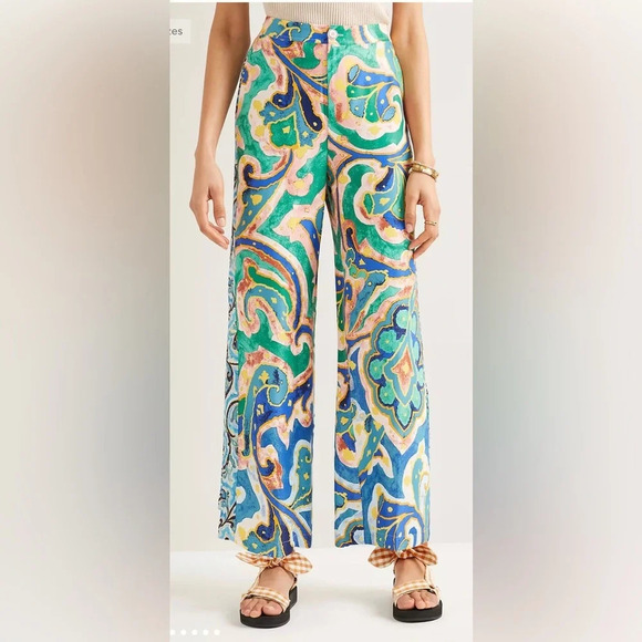! Anthropologie Maeve Rhiannon Satin Cropped Flare Pants sz 0 - Picture 1 of 6